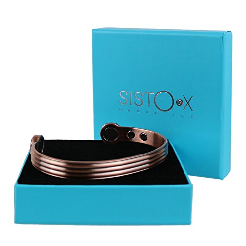 SISTO-X® - Pulsera magnética con diseño de cobre envejecido, 6 imanes, natural