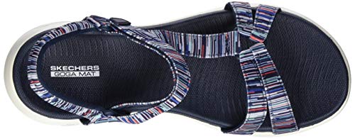 Skechers On-The-go 600, Sandalia con Punta Abierta Mujer, Multicolour Navy Multi Textile Nvmt, 36 EU