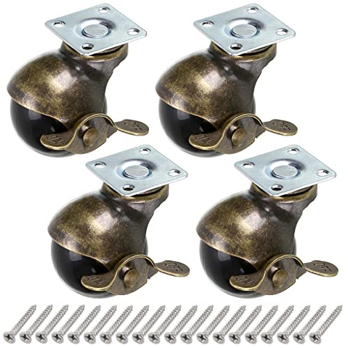 Skelang Ruedas Giratorias con Freno, Ruedas Giratorias Antiguas, Ruedas para Muebles, repuesto para muebles, sofás, sillas, armarios, 4 piezas, 50mm