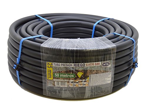 S&M 012426 012426-Manguera de Polietileno riego, 25 x 6 atm-50 m, Color Negro, 54.00x54.00x18.00 cm