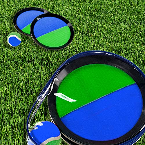 Smart Planet Pelota de velcro para atrapar 2 discos de pesca, diámetro aprox. 19 cm. Juego de una pelota de aprox. 6 cm. Juego de playa para niños, pelota de tenis con plato de velcro.
