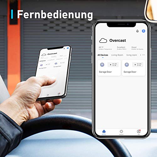 Smart Wi-Fi Controlador de Puerta de Garaje, Aoycocr Se Puede Usar con el Control Remoto Original de la Puerta de Garaje Existente, Compatible con Alexa, Google Assistant y SmartThings