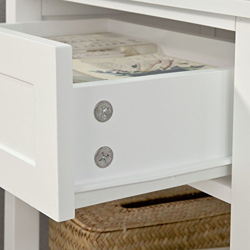 SoBuy FBT46-W,ES Mesa Auxiliar con 1 cajón, Consola,mesita de Noche para salón Comedor, teléfono o lampara (Blanco) (1)