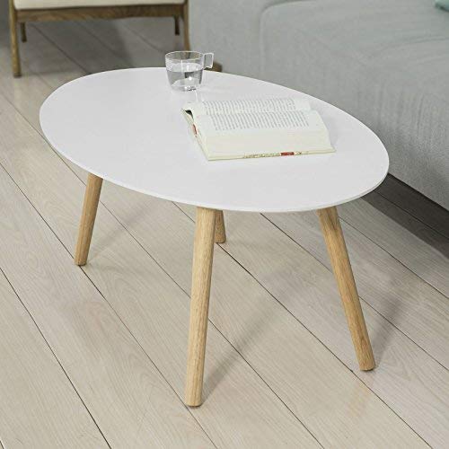 SoBuy Mesa de Centro con Patas de Madera para Salón Mesa de Café Blanco L105xH40 cm FBT61-W, ES