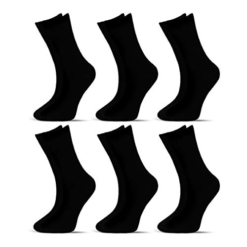 Socksberg Calcetines para diabéticos para hombre sin goma (6 pares) | Calcetines extra anchos para diabéticos sin cintura ni costuras, calcetines saludables para pies hinchados Negro L