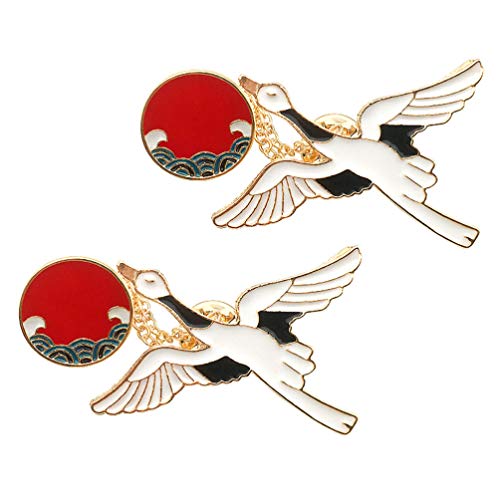 SOIMISS 2 Unids Grúa Broche Pin de Aleación Estilo Chino Emblema Pin Personailzed Collar Art Pin Regalo para El Día de San Valentín Día de La Madre