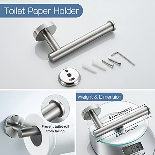Solepearl Toallero 4 Piezas Set de Accesorios de baño, Toallero, Barra de Toallas, Soporte de Papel higiénico, Gancho de Bata Sus 304 Acero Inoxidable Moderno Plata