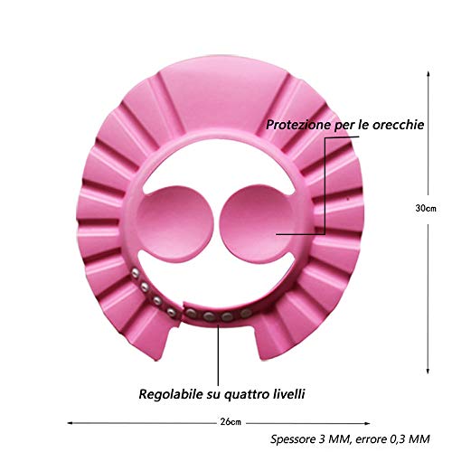 Sombrero para el baño del bebé, Sombrero para el baño del bebé, Gorra ajustable del champú de la ducha del baño del bebé de EVA, Productos profesionales para el cuidado del bebé（Rosa）