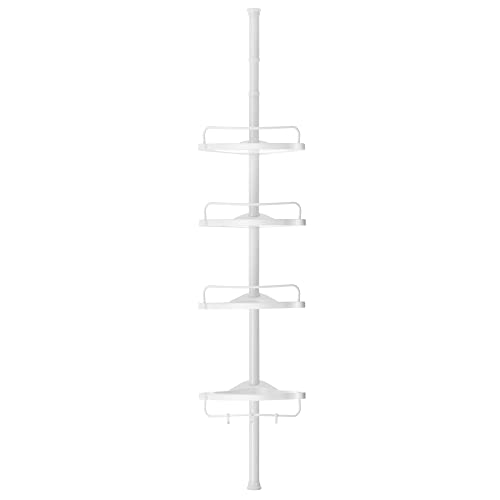 SONGMICS 85-305 cm Estantería esquinera para baño con 4 baldas Estantes para artículos de Ducha Altura Ajustable BCB001A