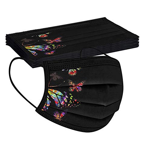 Sonnena 50PC Adultos Mujer Desechable,3 Capa Hombre PatróN De Dibujos Animados De Calabaza Halloween Ajustable para las Orejas,Oficina,Deportes al aire libre