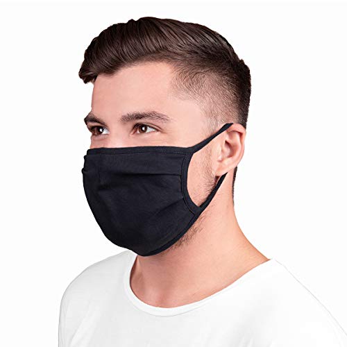 Soontec Set 5 Bandas filtrantes Rostro Boca Nariz Lavables Reutilizables absorbentes Tejido bacteriostático Negro (Negro 2)