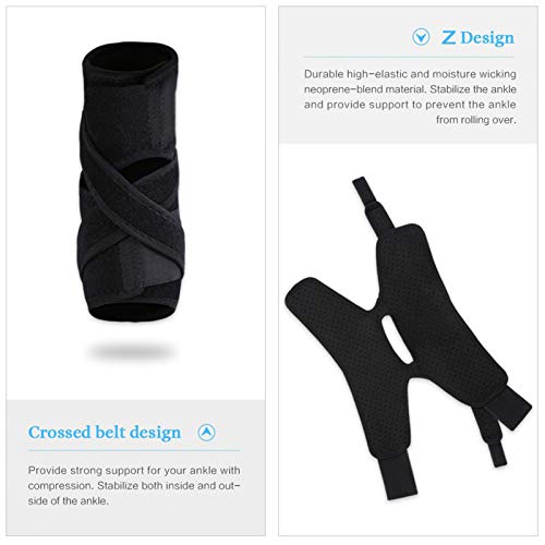 Soporte de tobillo para hombres y mujeres Soporte de tobillo de compresión ajustable Envoltura de neopreno transpirable Soporte de soporte para pies Estabilizador de soporte para correr Baloncesto Rec