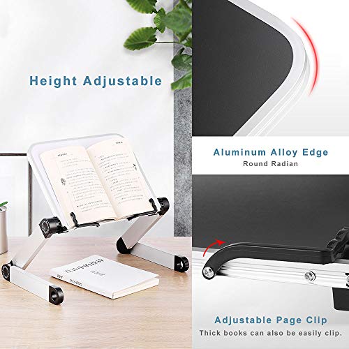 Soporte Libro de Metal, Soporte para Libros de Cocina, Portátil Plegable Book Holder Stand, Soporte Lectura Cama Niños, Book Rest Altura y ángulo Ajustable, Negro