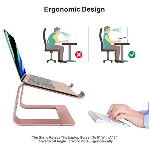 Soporte para Ordenador portátil ergonómico de Aluminio, Soporte para Ordenador portátil, Soporte para portátil Desmontable, Soporte para, Todos los portátiles de 10 a 17,3 Pulgadas (Oro Rosa)