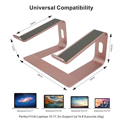 Soporte para Ordenador portátil ergonómico de Aluminio, Soporte para Ordenador portátil, Soporte para portátil Desmontable, Soporte para, Todos los portátiles de 10 a 17,3 Pulgadas (Oro Rosa)