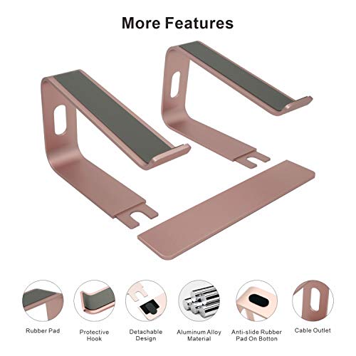 Soporte para Ordenador portátil ergonómico de Aluminio, Soporte para Ordenador portátil, Soporte para portátil Desmontable, Soporte para, Todos los portátiles de 10 a 17,3 Pulgadas (Oro Rosa)