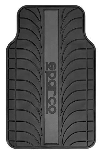 Sparco SPC1913GR Juego de Alfombra Goma Color Franja Logo SPARCO Universal, LATEX, Gris, Set de 4