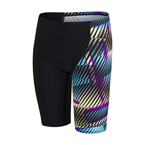 Speedo Digital Jammers con Corte en V, Niños, Multicolor (Noir/Blue Jewel/Surge Yellow), 34 (15-16 Años)