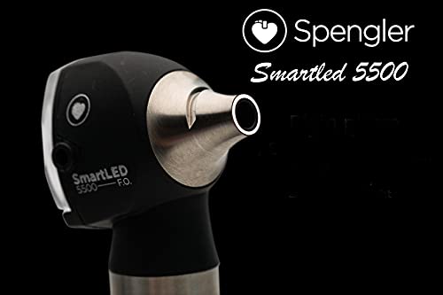 SPENGLER Smartled 5500, Otoscopio de Diagnostico Medico, Tecnología LED y Fibra Optica, Ultra-Brillante, Reproducción Perfecta del Color (Carbón)
