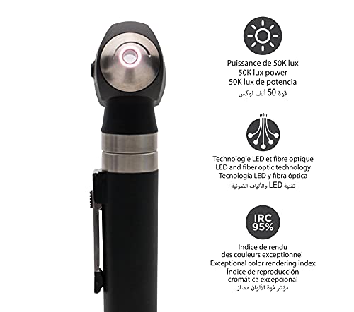 SPENGLER Smartled 5500, Otoscopio de Diagnostico Medico, Tecnología LED y Fibra Optica, Ultra-Brillante, Reproducción Perfecta del Color (Carbón)