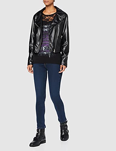 Spiral - Waisted Corset - Camiseta con Mangas de Casquillo - Capas de Encaje en los Hombros - Negro - XL