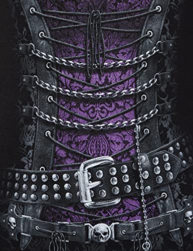 Spiral - Waisted Corset - Camiseta con Mangas de Casquillo - Capas de Encaje en los Hombros - Negro - XL