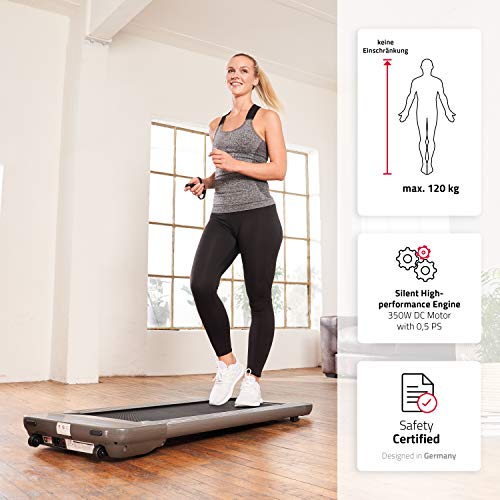 SportPlus cinta para caminar, velocidad hasta 6km/h, no se puede correr, motor silencioso, ideal para casa, la oficina o como standing desk, plana y fácil de guardar, SP-TM-1006
