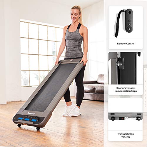 SportPlus cinta para caminar, velocidad hasta 6km/h, no se puede correr, motor silencioso, ideal para casa, la oficina o como standing desk, plana y fácil de guardar, SP-TM-1006
