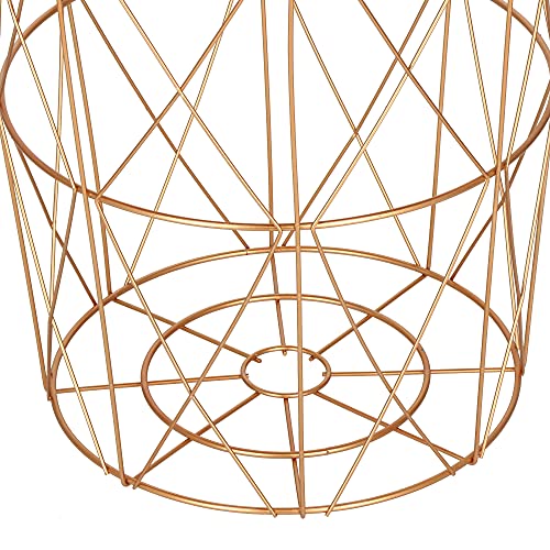 SPRINGOS Mesa auxiliar decorativa de metal, 45 x 40 cm (altura x anchura), mesa de metal perforada, industrial (35 x 30 cm, oro rosado rosa)