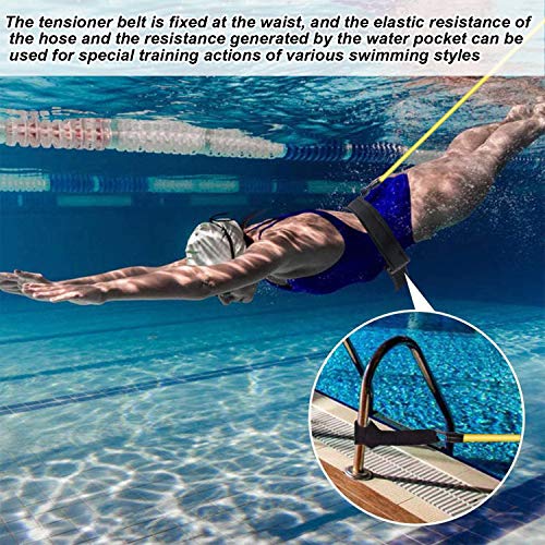 SPROUTER Cinturón de Natación Ajustable, Cinturón de Resistencia Natación, Cinturón de Entrenamiento Elástico para Niños y Adultos, Cinturón Entrenador de Natación con Cinturón de Fitness,4M Amarillo