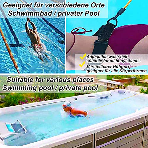 SPROUTER Cinturón de Natación Ajustable, Cinturón de Resistencia Natación, Cinturón de Entrenamiento Elástico para Niños y Adultos, Cinturón Entrenador de Natación con Cinturón de Fitness,4M Amarillo