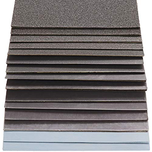 S&R Papel de Lija Impermeable para Madera, Metales, Porcelanico. Uso en seco y húmedo, 60 pzas - Grano : 80/ 120/ 150/ 180/ 240/ 320/ 400/ 600/ 800/ 1000/ 1200/ 1500/ 2000/ 2500/ 3000