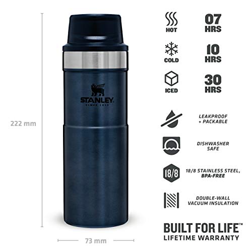 Stanley Trigger Action Mugs Termo Café para Llevar, Acero Inoxidable, Nightfall, 1 Unidad (Paquete de 1)