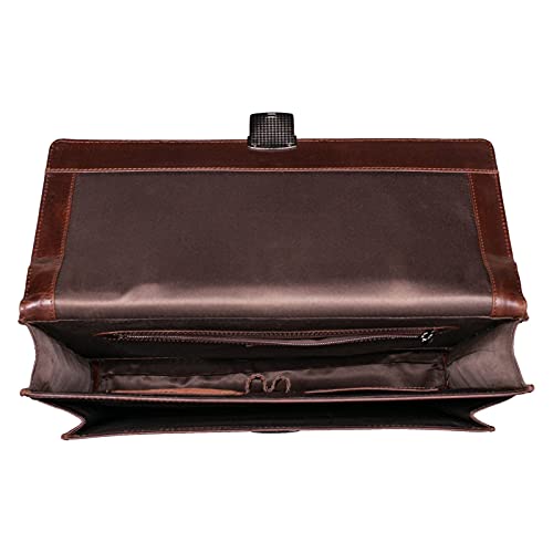 STILORD 'Ernesto' Maletín Portafolio Piel A4 Vintage Bolso de Negocios para Hombre Clásico Bolso de Mano para Portátil de 13,3' Auténtico Cuero, Color:curtición Vegetal marrón Oscuro