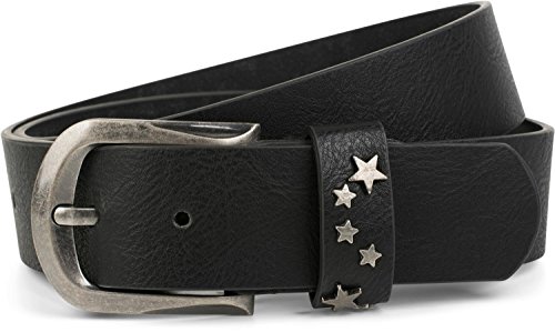 styleBREAKER cinturón con remaches de estrellas en el cierre, cinturón de remaches, reducible, unisex 03010082, tamaño:85cm, color:Negro