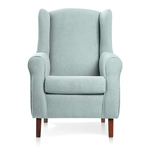 SUENOSZZZ-ESPECIALISTAS DEL DESCANSO Sillon orejero Carla (Sillon Lactancia) Sillón tapizado en Tela Antimanchas Color Verde Agua. Sillon butaca para Dormitorio, Salon o habitacion de Bebe