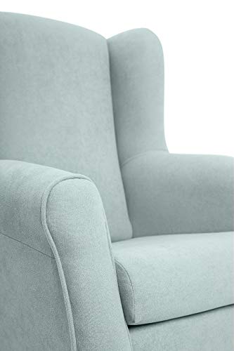 SUENOSZZZ-ESPECIALISTAS DEL DESCANSO Sillon orejero Carla (Sillon Lactancia) Sillón tapizado en Tela Antimanchas Color Verde Agua. Sillon butaca para Dormitorio, Salon o habitacion de Bebe