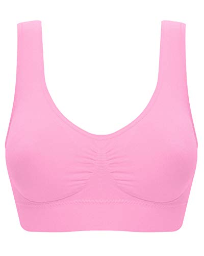 Sujetador Deporte Yoga con Relleno Extraíble Transpirable Sin Aros Top Sujetadores para Mujer Pink S