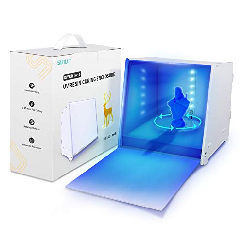 SUNLU Resina UV Caja Curado, Rotary 405nm Luz UV Máquina Curado para Resina Impresora 3D Impresión Modelos Curar, Tamaño Grande, Curado Tiempo Ajustable