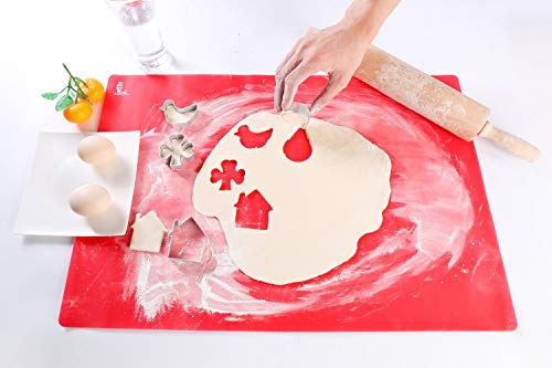 SUPER KITCHEN Tapete de Silicona Antiadherente para Amasar, Tapete de para Hornear, Estera de Arte y Manualidades, Resistente al Calor Tapete para Fondant, Pizza,  Resina Epoxi (60x40cm, Rojo)