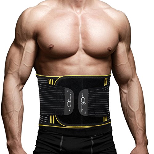 SZ Climax Apoyo para la parte inferior de la espalda con tiras de resorte de metal desmontables para aliviar el dolor y prevenir lesiones, ciática, estenosis espinal [Negro - Medio]