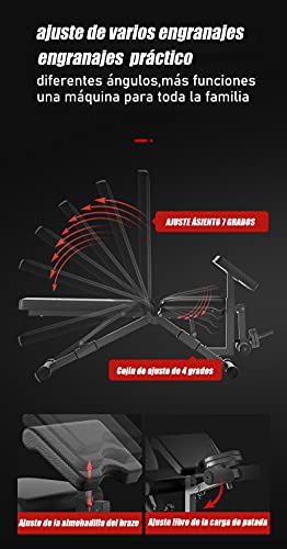 Taburete con Mancuernas Multifuncional, Banco de Musculación Multifunción Plegable y Ajustable Negro (Modelo L).
