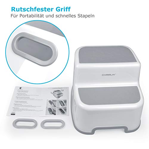 Taburete para niños – Chairlin – Taburete de 2 Niveles para niños, Taburete para niños, Taburete para niños, Taburete para niños, Taburete para niños, Taburete Antideslizante (Gris)