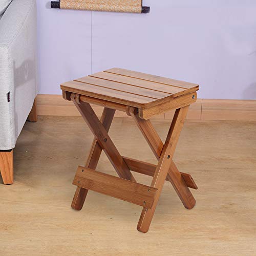 Taburete Plegable, portátil al Aire Libre Hogar Cuadrado Taburete de bambú Muebles Plegables Silla de Pesca Asiento Diseño Plegable para Sala de Estar Baño Dormitorio Jardín