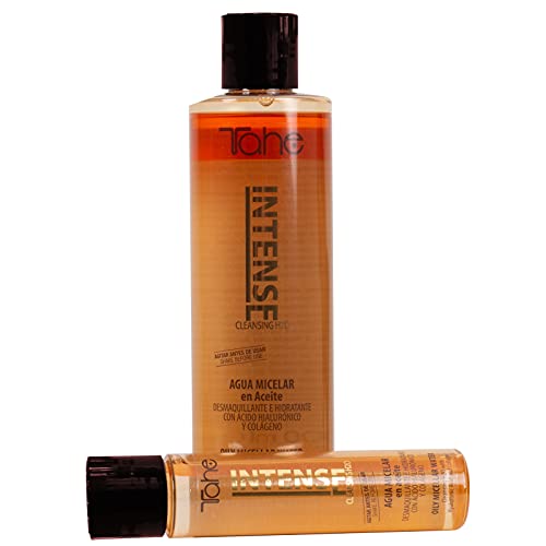 Tahe Intense Agua Micelar en Aceite Eliminador de Residuos e Impurezas con Ácido Hialurónico y Colágeno sin Acabado Graso ni Pegajoso, 300 ml