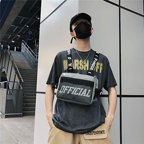 taianle Riñonera Chaleco Riñonera de Pecho Unisexo Hip-Hop para Hombres Bolsa de Pecho Chaleco Riñonera Funcional Chaleco Táctico de Hombro Cruzado para Mujer Bolsos de Ropa De Calle RiñOnera