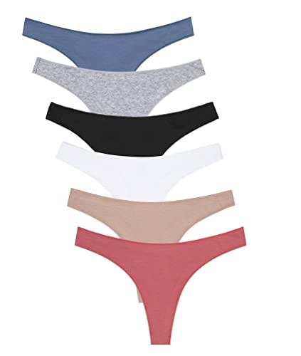 Tangas de Algodón Lisos Suaves con Acabado Fino Que No Marca. Cómodos, Suaves y Elásticos. Diseñados en España. (Pack de 6 Colores Variados, Talla S/M)