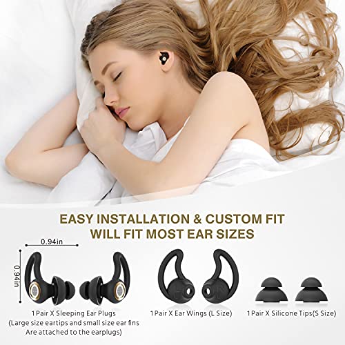 Tapones para los oídos para dormir, Hearprotek 30dB Reducción de ruido Tapones para los oídos que bloquean el sonido con almohadillas de silicona, Tapones para los oídos suaves para dormir（Bronce）