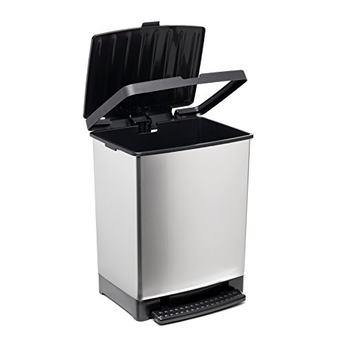 Tatay Cubo de Cocina Trend, 25L de Capacidad, con Pedal, Polipropileno, Libre de BPA, Bolsa Basura 30L; Color Metalizado; Medidas 33,5 x 31 x 42cm