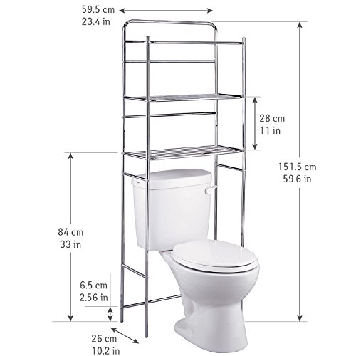 Tatkraft Tanken Estanteria WC con Estantes para Baño Metal Cromado 59.5X26X151.5cm